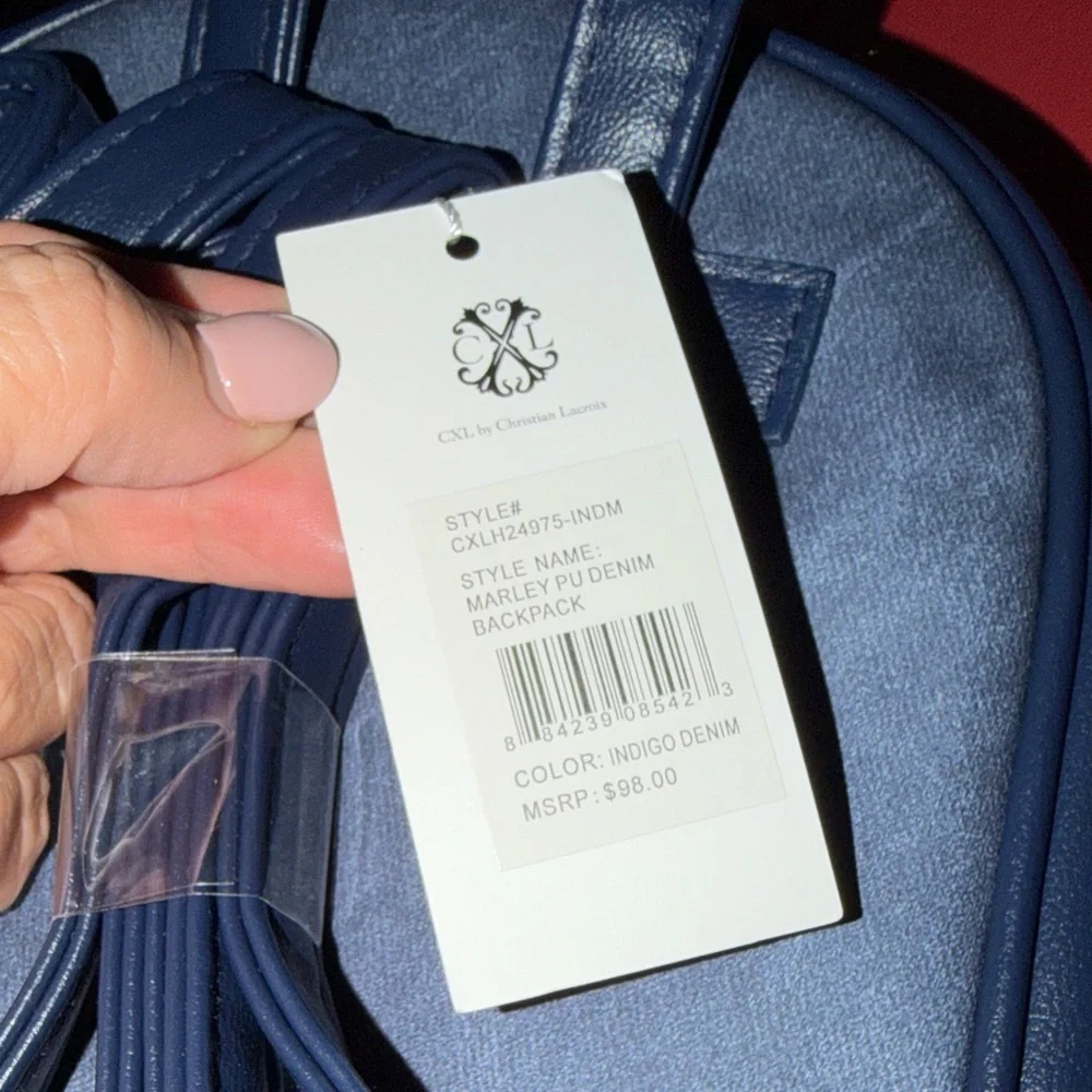 CXL by Christian Lacroix Indigo Denim Mini Backpack with Embroidered Logo